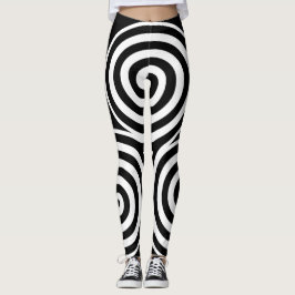 Svart och vitt Spiral-namn Leggings Yoga