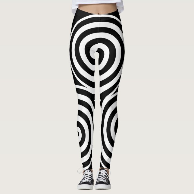 Svart och vitt Spiral-namn Leggings Yoga (Framsida)
