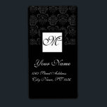 SVART OCH VITT SQUARE DAMASK MONOGRAM FRAKTSEDEL<br><div class="desc">Elegant,  klass och unik utformning av Bulgan Lumini (c).Lätt att anpassa med din egen text som en märkre för bröllopsförmån,  osa ,  spara-till-datum,  tack för etiketter,  möhippor,  födelsedagsfester: söt 16, quinceanera,  Bat mitzvah,  returetiketter,  förlovning duschar,  nyfödsel,  babyduschar studenten,  årsdagar eller vad du vill!</div>