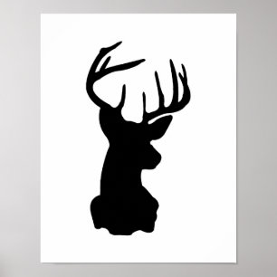 Svart och vitt Stag-huvud Poster