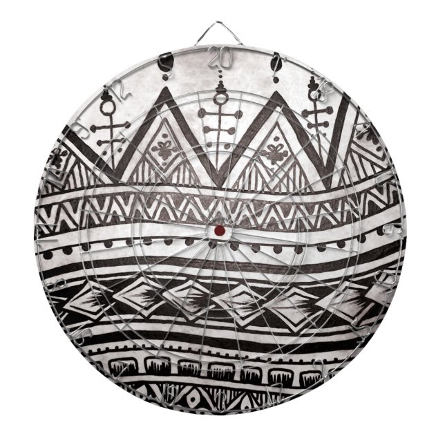 Svart och vitt stam Tattoo Geometric Mönster Darttavla (Framsidan)