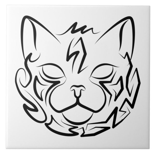 Svart och vitt stamkött kakelplatta (Framsidan)