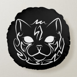 Svart och vitt stamkött rund kudde