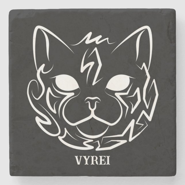 Svart och vitt stamkött stenunderlägg (Framsidan)