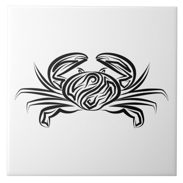 Svart och vitt stamkrabba kakelplatta (Framsidan)