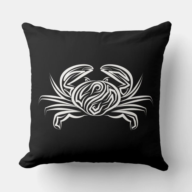 Svart och vitt stamkrabba kudde (Framsida)