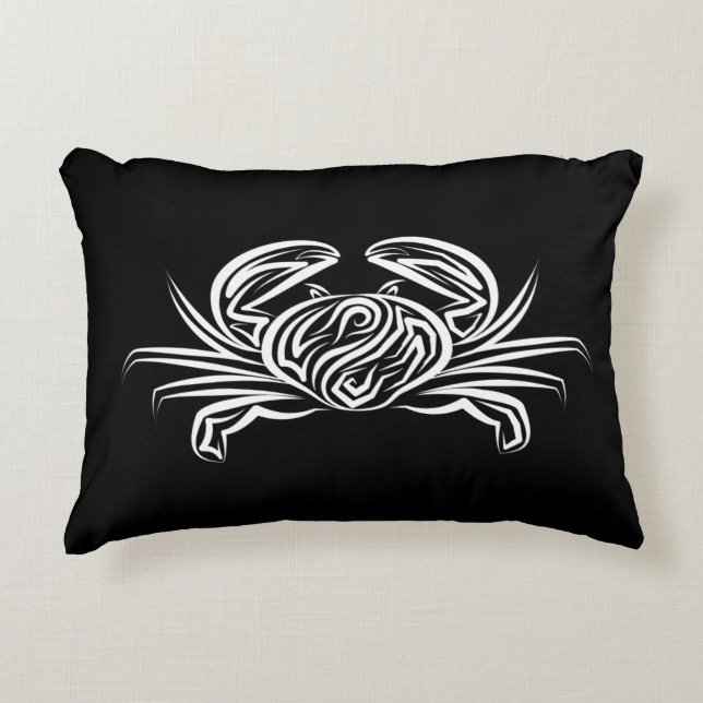 Svart och vitt stamkrabba prydnadskudde (Framsidan)