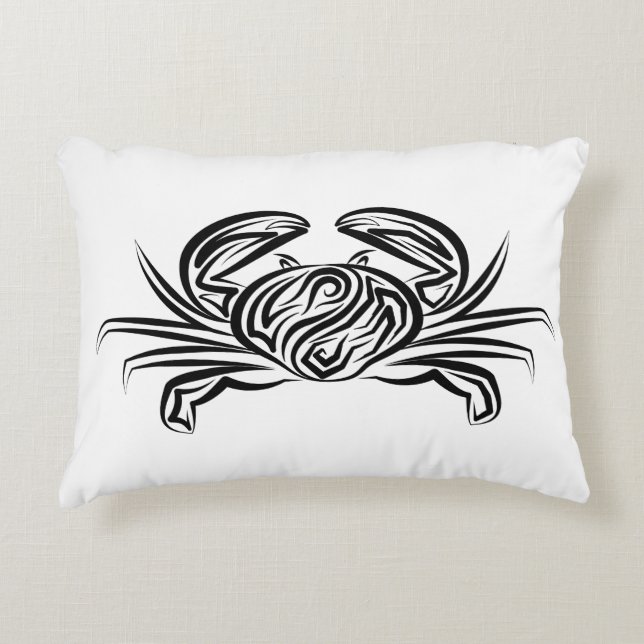 Svart och vitt stamkrabba prydnadskudde (Framsidan)