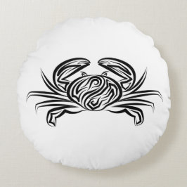 Svart och vitt stamkrabba rund kudde