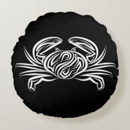 Svart och vitt stamkrabba rund kudde