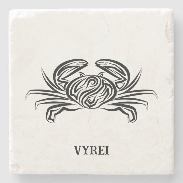 Svart och vitt stamkrabba stenunderlägg (Framsidan)