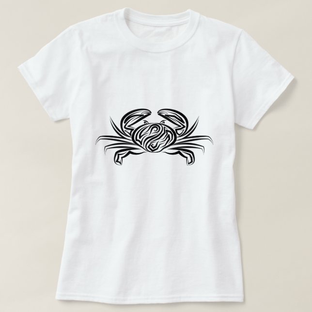 Svart och vitt stamkrabba t shirt (Design framsida)
