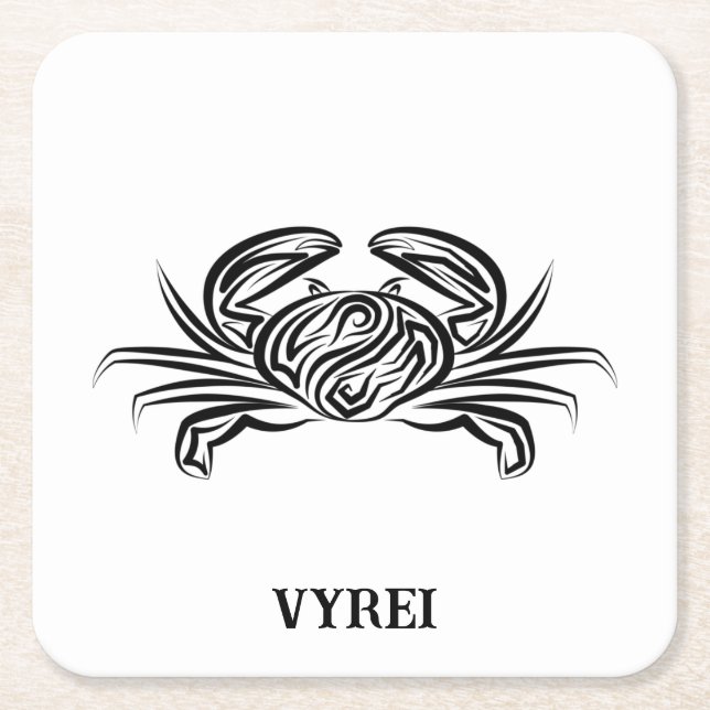 Svart och vitt stamkrabba underlägg papper kvadrat (Framsidan)