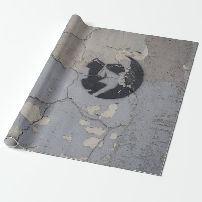 Svart och vitt stenfragment presentpapper (Utrullad)