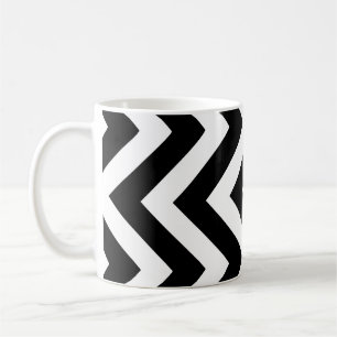 Svart och vitt stort Lodrät Chevron Mönster Kaffemugg