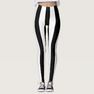 Svart och vitt stripe-kvinnlig bensin leggings
