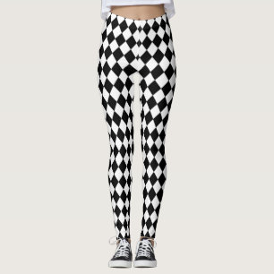Svart och vitt styrda skinn leggings