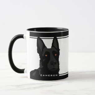 Svart och vitt, svart, tyskt skäggigt namn mugg