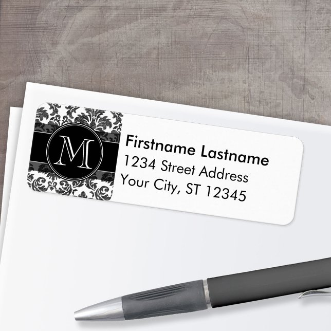 Svart och vitt system för färgkritersmask returadress etikett (Custom Return Address Label)
