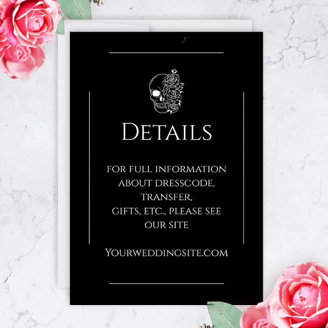 Svart Och Vitt Tatuering Elegant Gotisk Bröllop Tilläggskort (Gothic Black And White Enclosure Card)