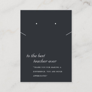 SVART OCH VITT TEACHER GIFT NECKLACE EARRING Card Placeringskort
