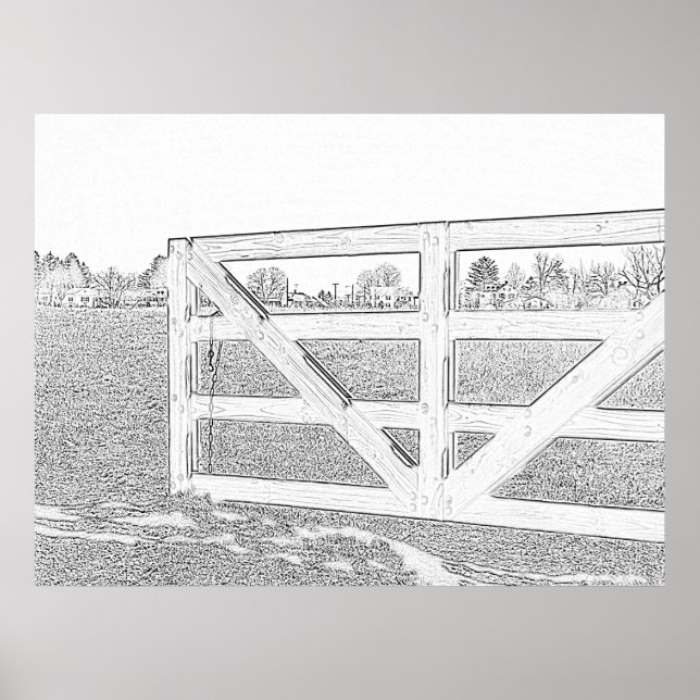 Svart och vitt teckning-stängsel poster (Framsidan)