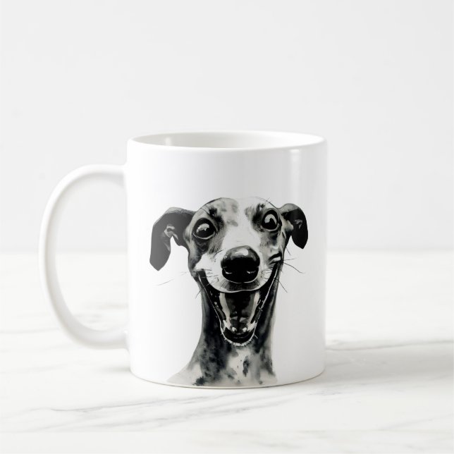 Svart och vitt textavsnitt | Cute Greyhound Kaffemugg (Vänster)