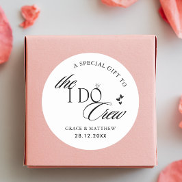 Svart och Vitt The I Do Crew Bröllopsgåva Runt Klistermärke