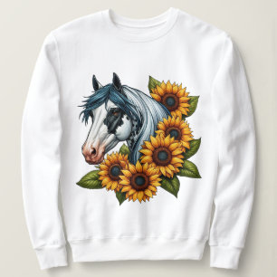 Svart och vitt Tovero Paint Horse och Sunblommor T Shirt