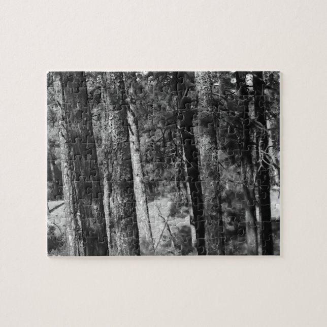 Svart och vitt träd runt pussel (Horisontell)