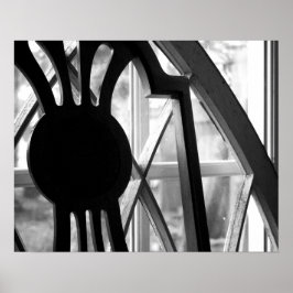 Svart och vitt trästol i kabinfönstret 16 x 20 poster