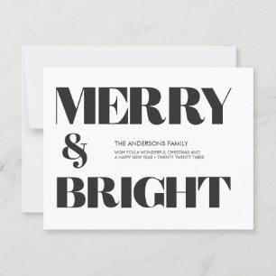 Svart och vitt Trendig Merry & Bright jul H Julkort