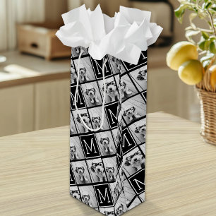 Svart och vitt Trendig Photo Collage med Monogram