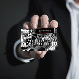 Svart och vitt, tryckt kretskort visitkort