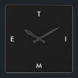 Svart och vitt typografi - njulig minimalism fyrkantig klocka<br><div class="desc">Svart och vitt typografi Tid för nyttigt minimalismen Vägglås,  du kan ändra färger och text</div>