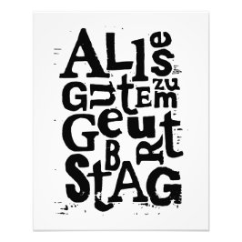 Svart och vitt tyskt "Grattis på födelsedagen" Lin Fototryck