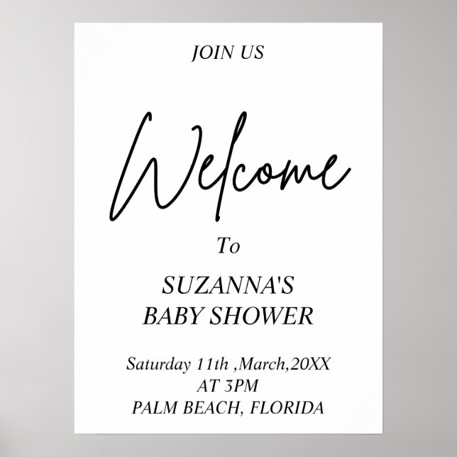 SVART OCH VITT VÄLKOMMEN Babystövel Poster (Framsidan)