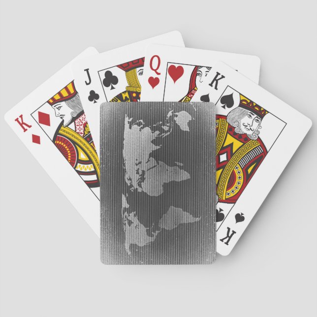 Svart och vitt världskarta casinokort (Baksidan)
