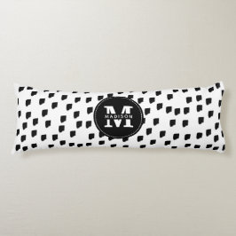 Svart och vitt vattenfärgspensel, Monogram Kroppskudde