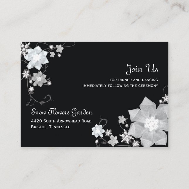 Svart och vitt vinter-bröllop tilläggskort (Framsida)