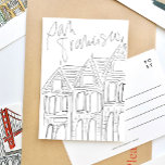 Svart och vitt vykort för San Francisco<br><div class="desc">Det svarta och vita,  Illustrated San Francisco-vykortet ger det mest artsam "Önskan att du var här!" hälsning med de klassiska Dam husen i País. Hand plockade av Annie Montgomery.</div>