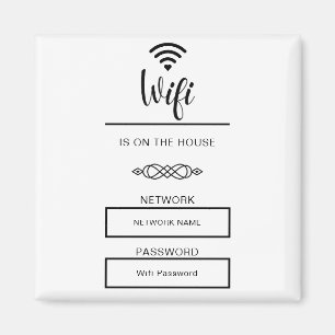 Svart och vitt WiFi-lösenord för hemmet Magnet