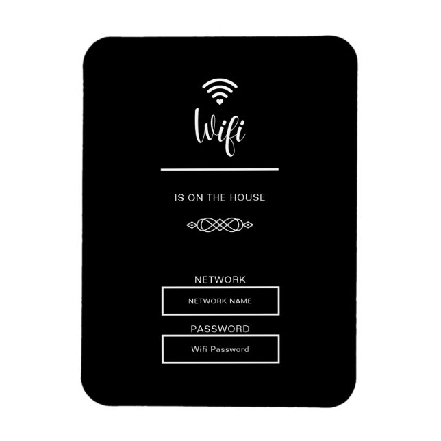 Svart och vitt WiFi-lösenord för hemmet Magnet (Vertikal)