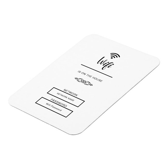 Svart och vitt WiFi-lösenord för hemmet Magnet (Vänstra Sidan)