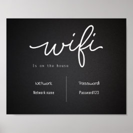 Svart och vitt WiFi-lösenord och nätverkstecken Poster