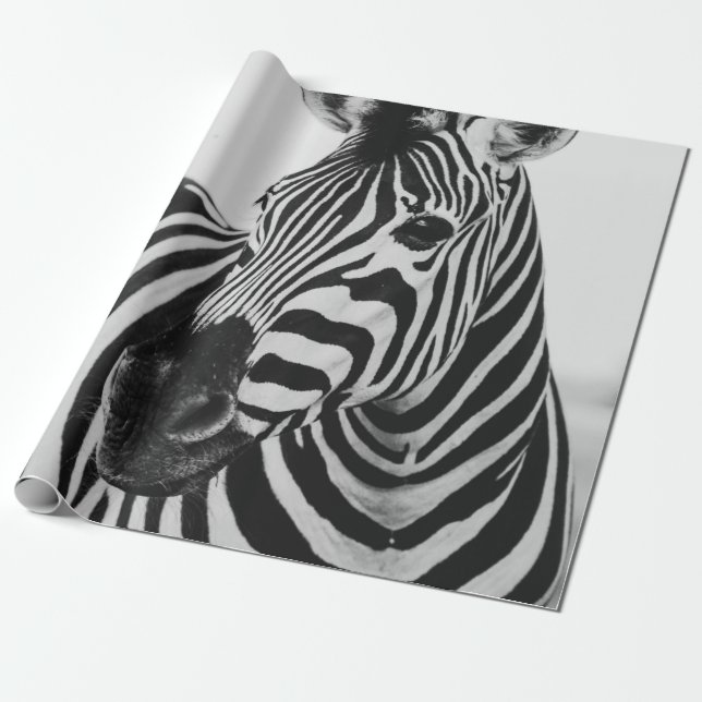 SVART OCH VITT ZEBRA PRESENTPAPPER (Utrullad)
