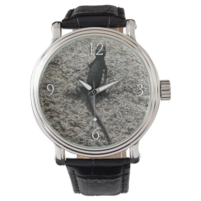 Svart ödla armbandsur (Framsida)