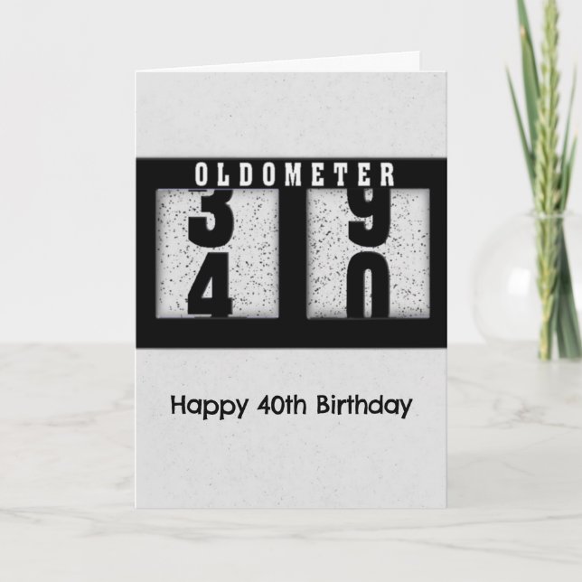Svart Odometer för 40-årsdag Humor Kort (Framsida)