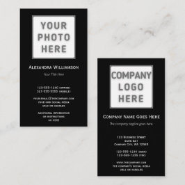 Svart, oformaterad Dubbla vid foto-Logotyp Visitkort