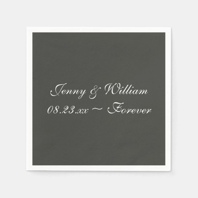 Svart Olive Simple One Färg Papper Napkins Pappersservett (Framsidan)